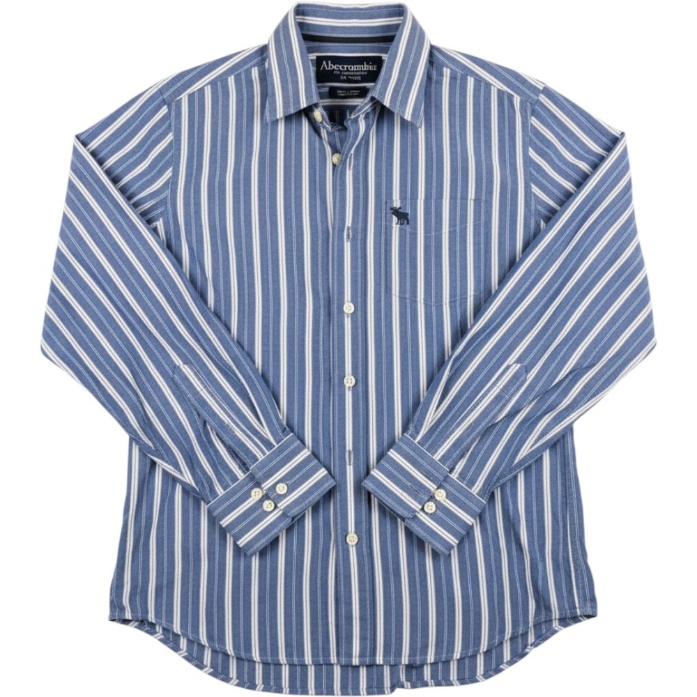 Abercrombie & Fitch Mens Blue Striped Long Sleeve Button Up Shirt Size M